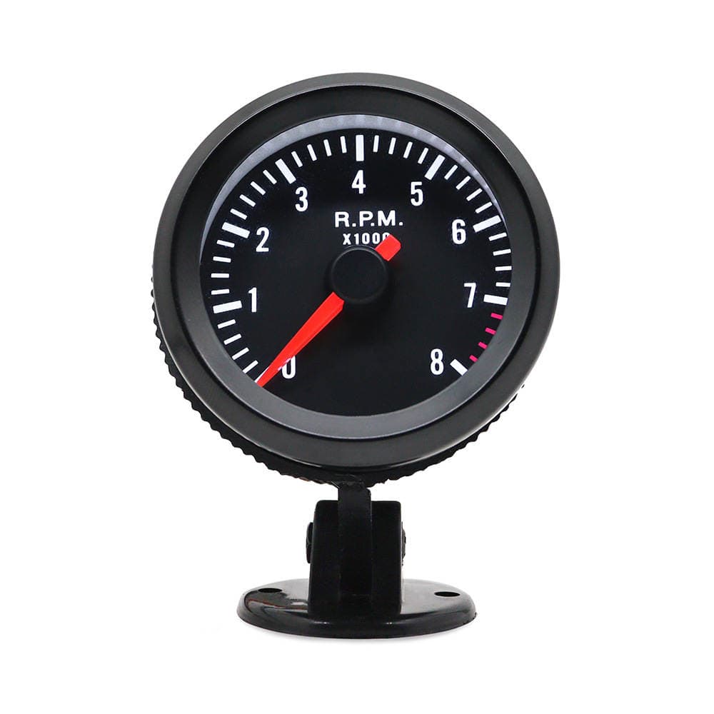 Cross-border hot 2-inch 52mm black white LED car tachometer 0-8000rpm suitable for 1-8 cylinder 2