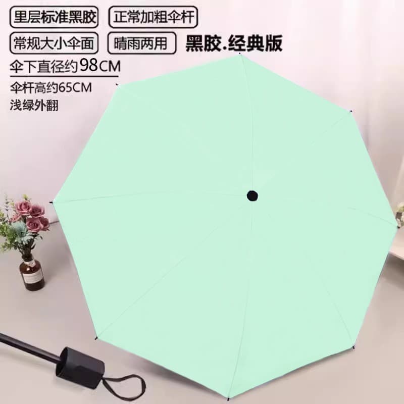 8-bone sunny and rainy sunscreen vinyl umbrella-single [light green]