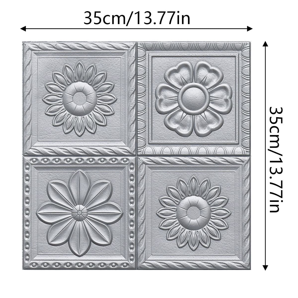 Flowers silver gray [35cm*35cm] 3.0 thick