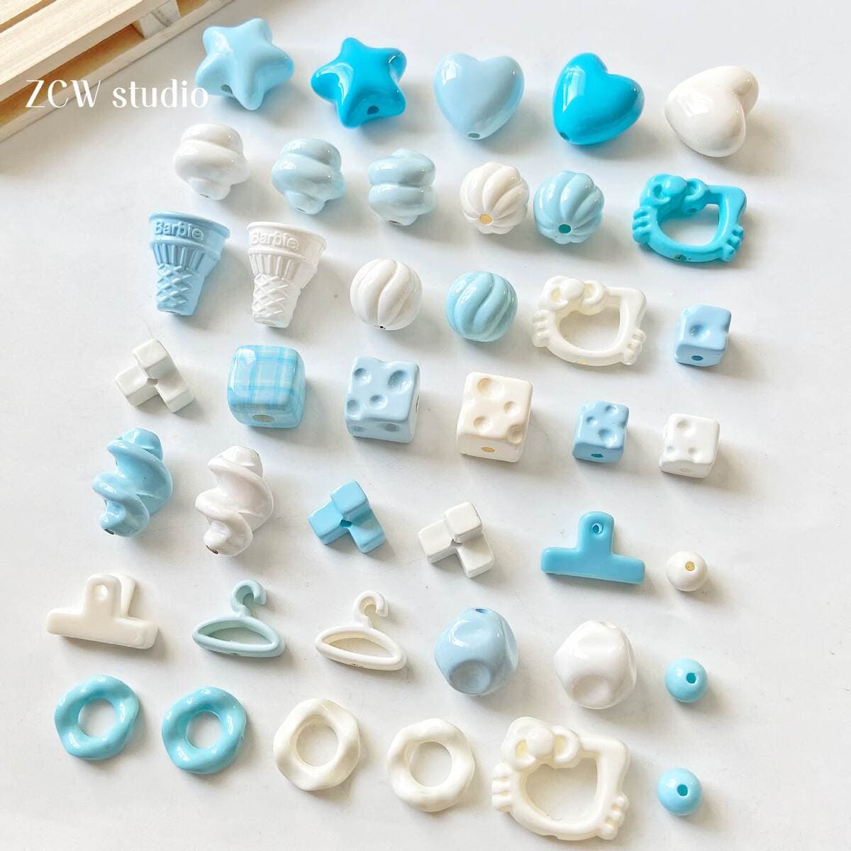 【Bihai】Acrylic Lacquered Cheese Star Cone Beads Mobile Phone Chain Loose Beads DIY Accessories Materials Beads 4