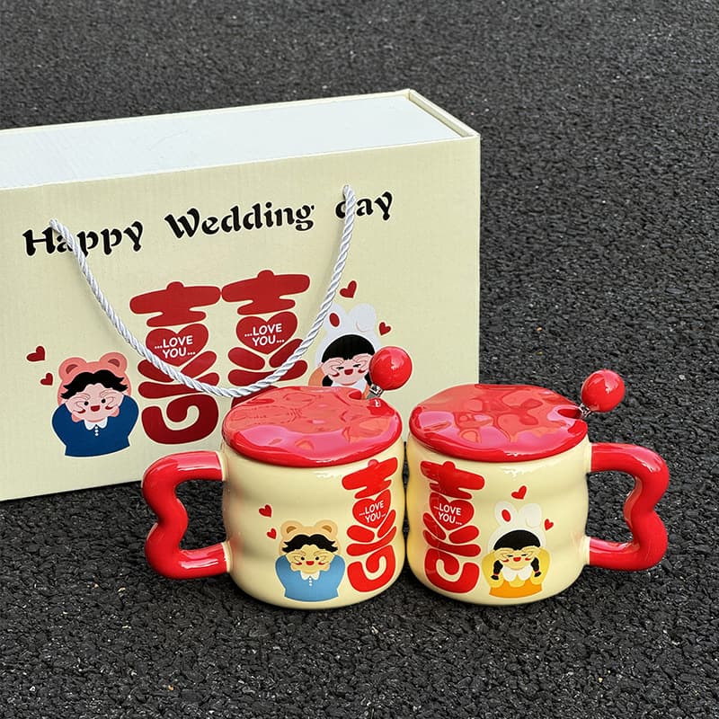 Red happy word love boy + love girl (a pair of gift boxes)