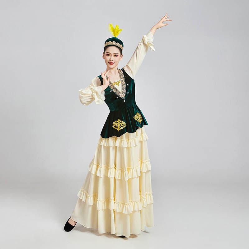 Xinjiang Uygur Clothing Men and Women Adult Kazak Ethnic Dance Clothing Art Examination Minority Performance Clothing 4