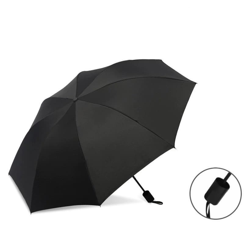 [manual model] 8-bone obsidian black reinforced umbrella for both rain and shine