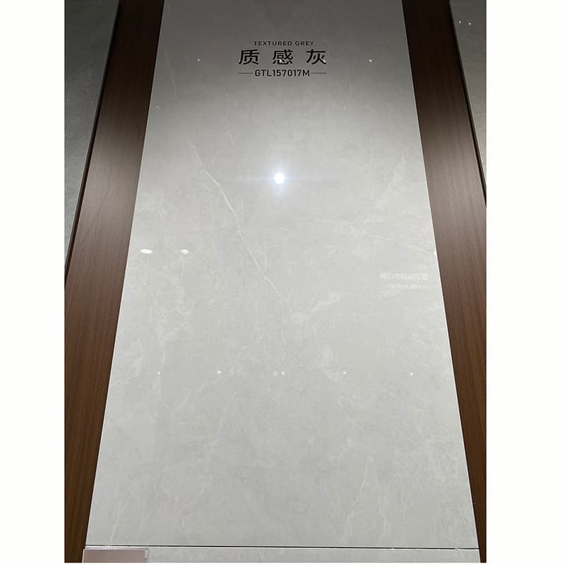 {in stock, made in foshan, guangdong} high-gloss porcelain tile 3c with g-texture gray finish