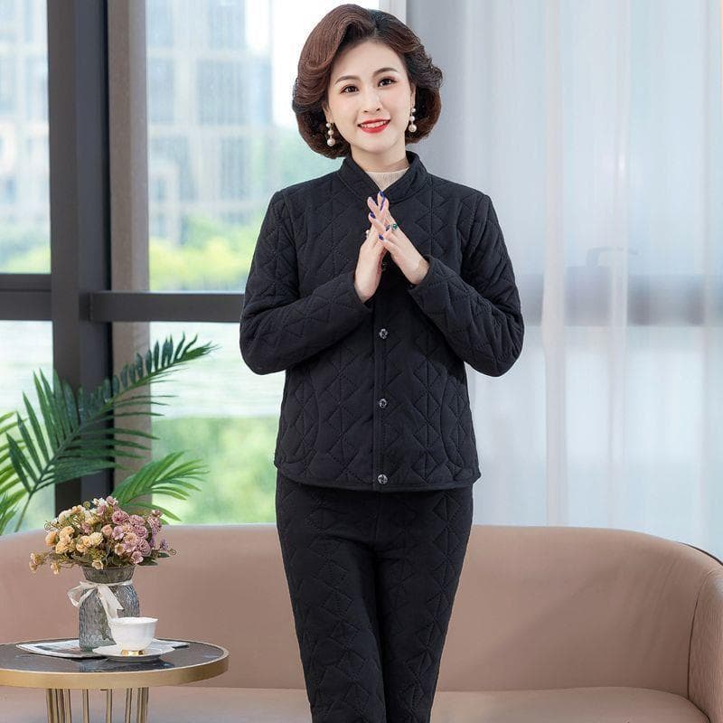 Black [cotton-padded trousers]]
