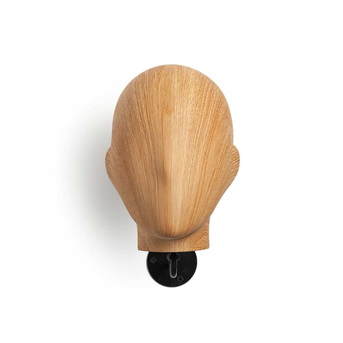 Wall-Mounted Wood Grain Hat Display Stand, Wig Display Rack, Hat Storage Rack with Black Base 4