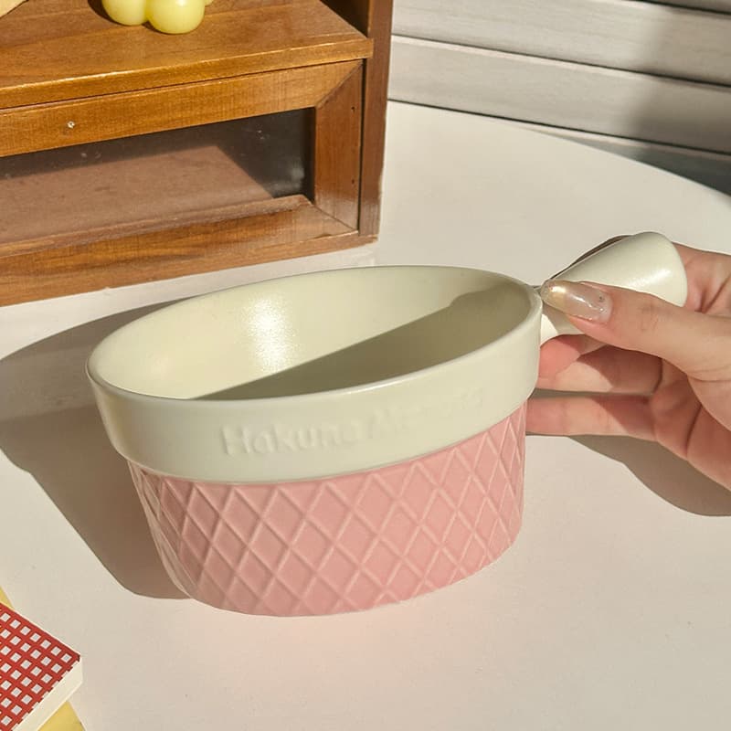 Ice cream hand bowl - 6inch - pink