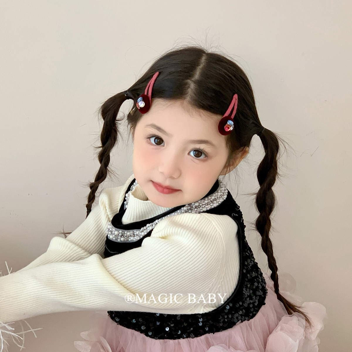 Korean-Style High-End Rhinestone Hair Clip, Baby Velvet Red Clip, Children's New Year Hair Accessory, Hairpin, Bb Clip, Hair Ornament 2