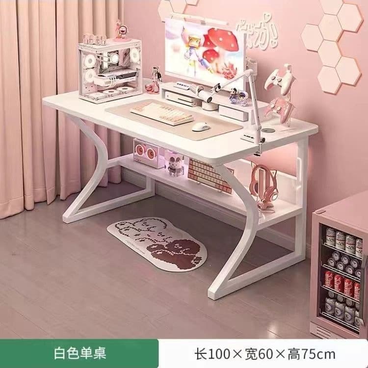 [c-shaped shelf + thickened desktop] 100cm cloud white