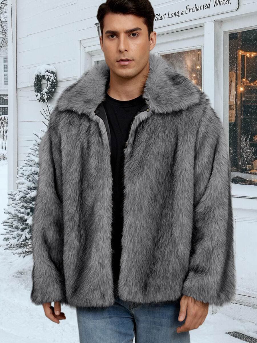 In-Stock European and American Cross-Border Trade New Winter Men's Lapel Fur Integrated Jacket Eco-Friendly Fur Coat 2