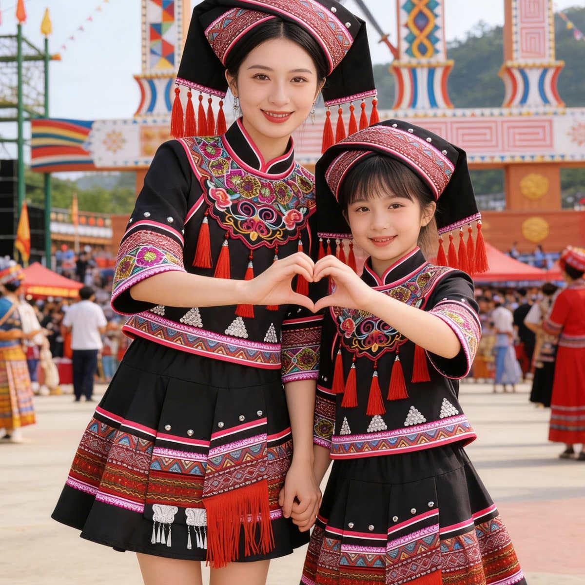 March 3Rd Ethnic Minority Clothing Parent-Child Outfits for Adults and Children, Guangxi Zhuang Ethnic Clothing, Yi Ethnic Clothing, Tujia Ethnic Clothing 2