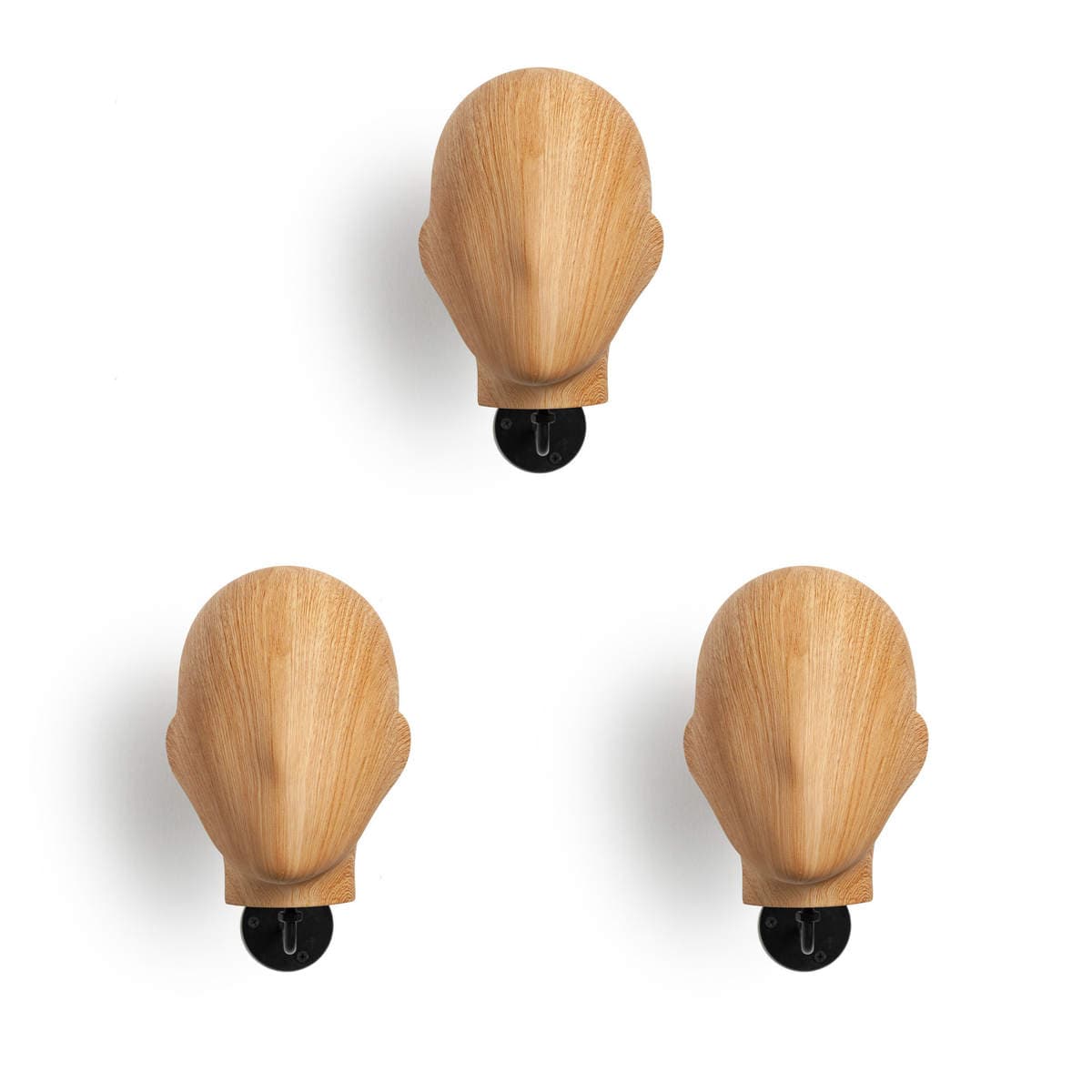 Wall-Mounted Wood Grain Hat Display Stand, Wig Display Rack, Hat Storage Rack with Black Base 2