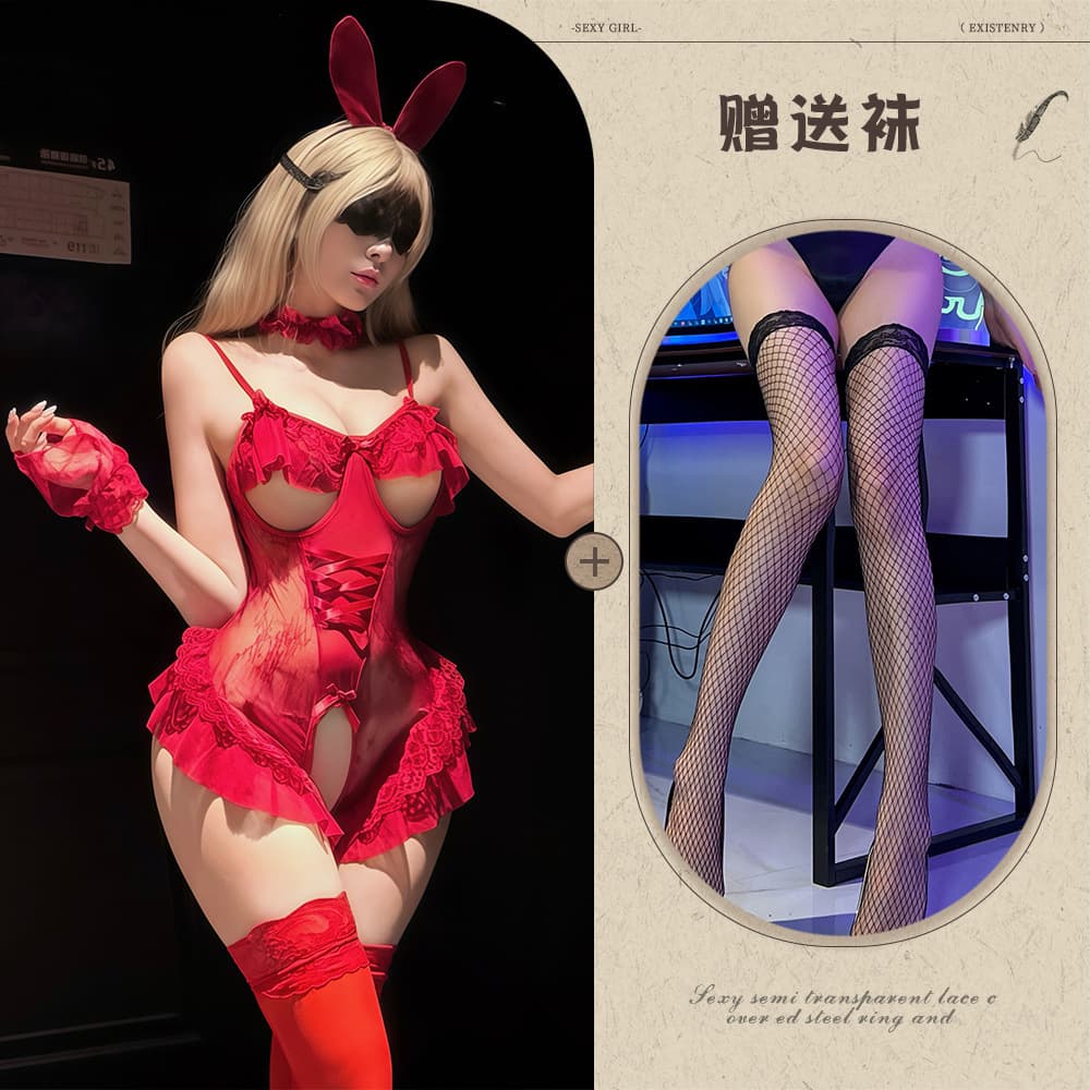 Burgundy + black fishnet stockings