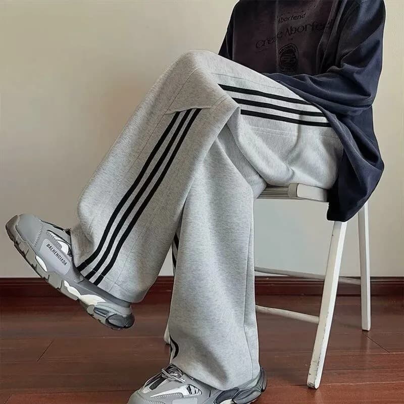 American-style gray side-stripe patchwork men's casual wide-leg pants xl (recommended 57.5-67.5kg) 87735852