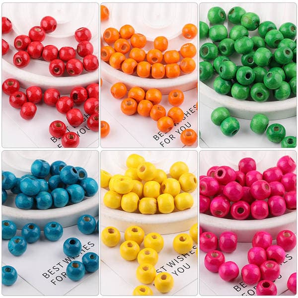 10mm Colorful Straight-Hole Round Wooden Beads DIY Handmade Bracelet Necklace Beading Jewelry Materials Accessories