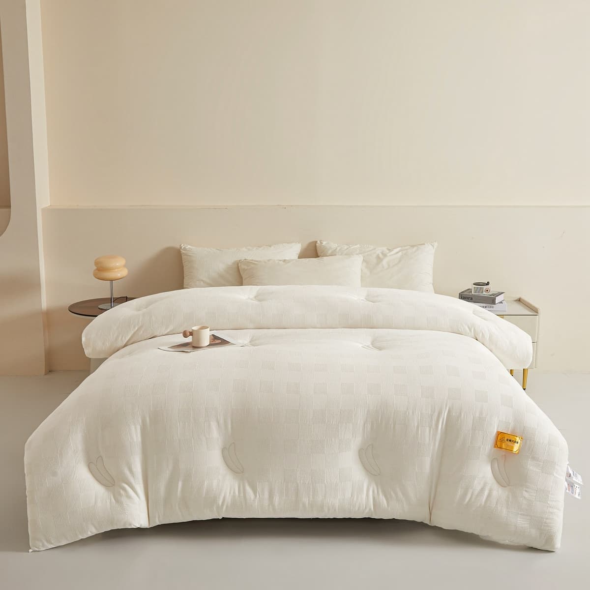 All-cotton jacquard natural white (30% protein-modified polyvinyl alcohol fiber, quality inspected)