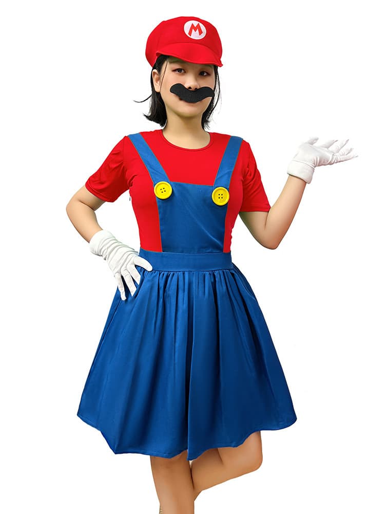 Red [fake two-piece skirt + hat + beard + gloves]