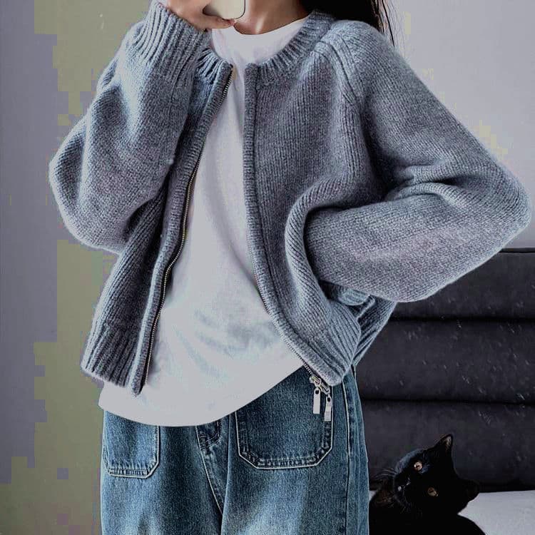 Gray double zipper [yang yang shijia]