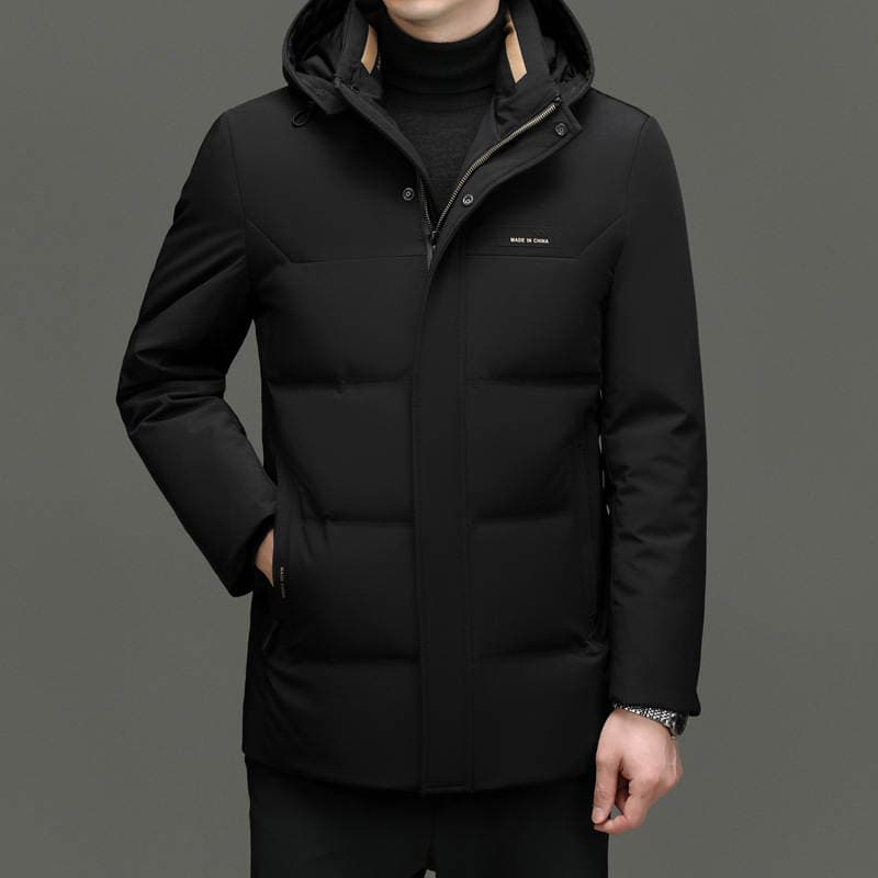 Fashionable Hooded down Jacket for Men, 2025 Winter New Style, Mid-Length Warm Casual Coat for Dad, Trendy 2