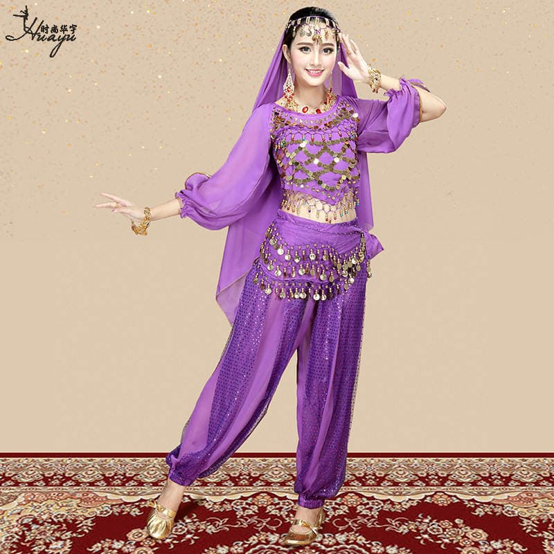 Huayu Dance Indian Dance Performance Costumes Xinjiang Ethnic Dance Indian Girl Performance Long-Sleeve Pants Set European and American Style 3