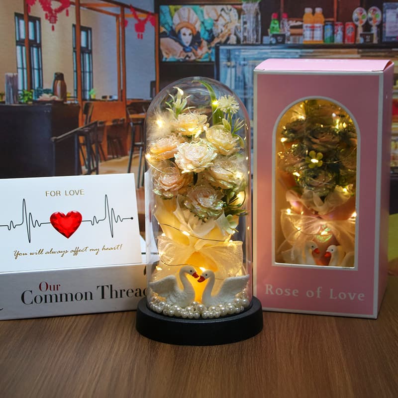 [lighting night light-champagne gold rose bouquet]