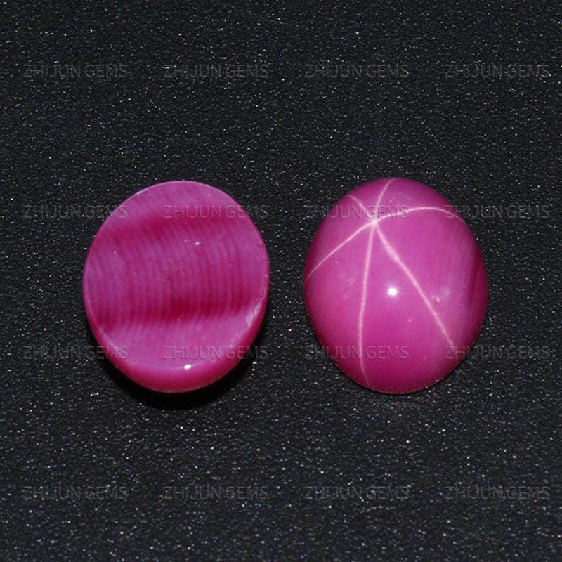 Synthetic Ruby Starlight Stone Loose Stone, Egg-Shaped Starlight Stone, Artificial Synthetic Egg-Shaped Flat-Bottom Plain Ring Face Wholesale 2