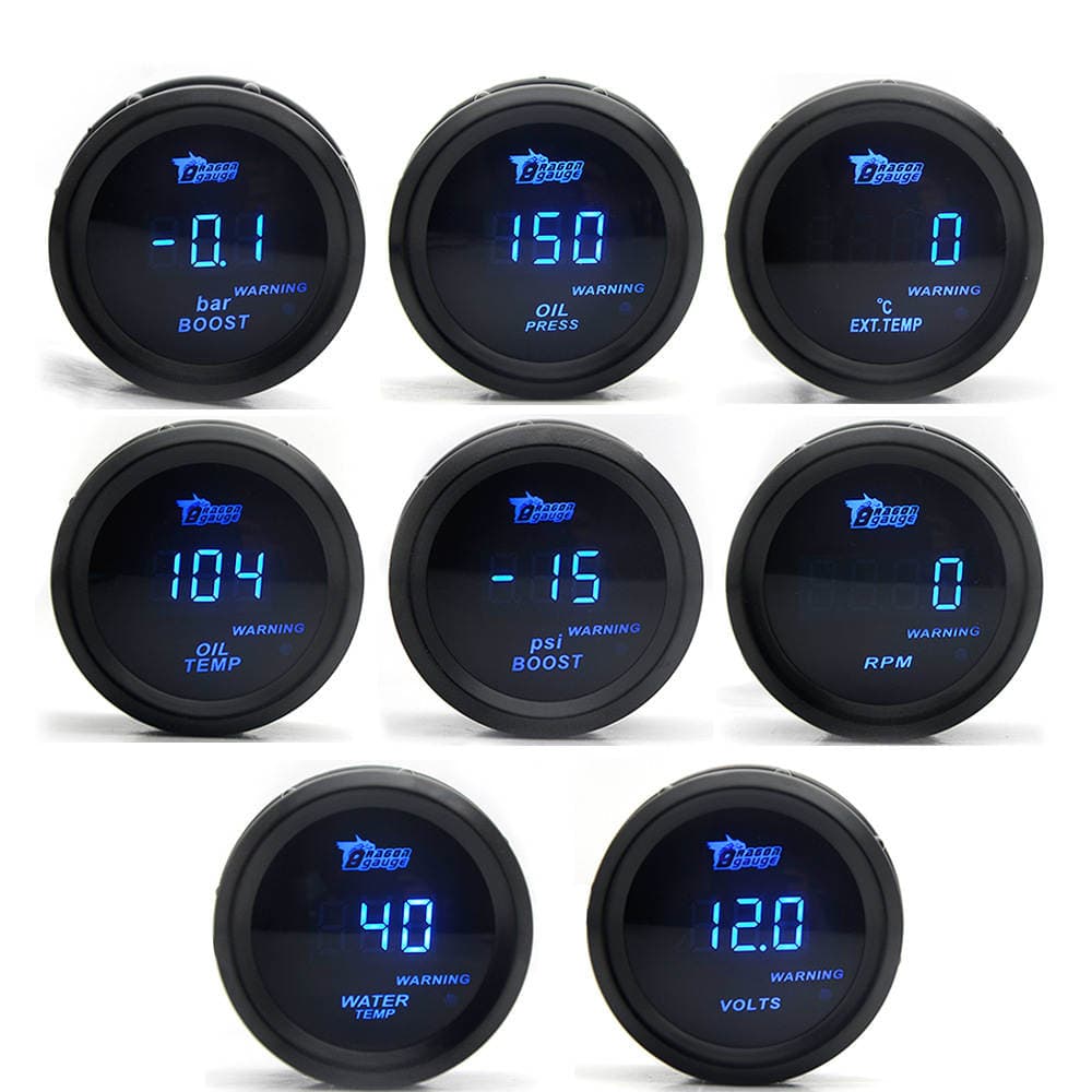 52mm Avtomobil Paneli: Rəqəmsal Ekranlı Turbo, Su/Yağ Temperaturu, Yağ Təzyiqi, Gərginlik Ölçən (12V, Mavi İşıq) 5