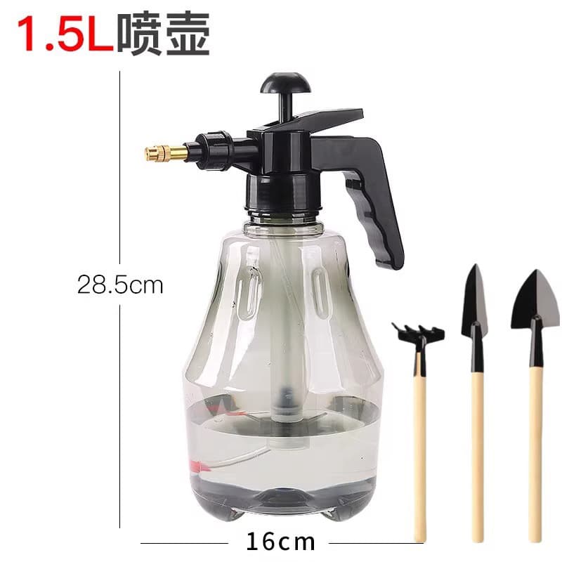 Gardening watering can - gray 1 piece + mini gardening tools - small three-piece set