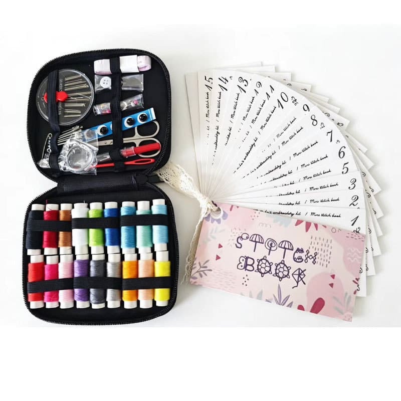 86-piece sewing kit with magnifying glass + 15-piece sewing book (set)