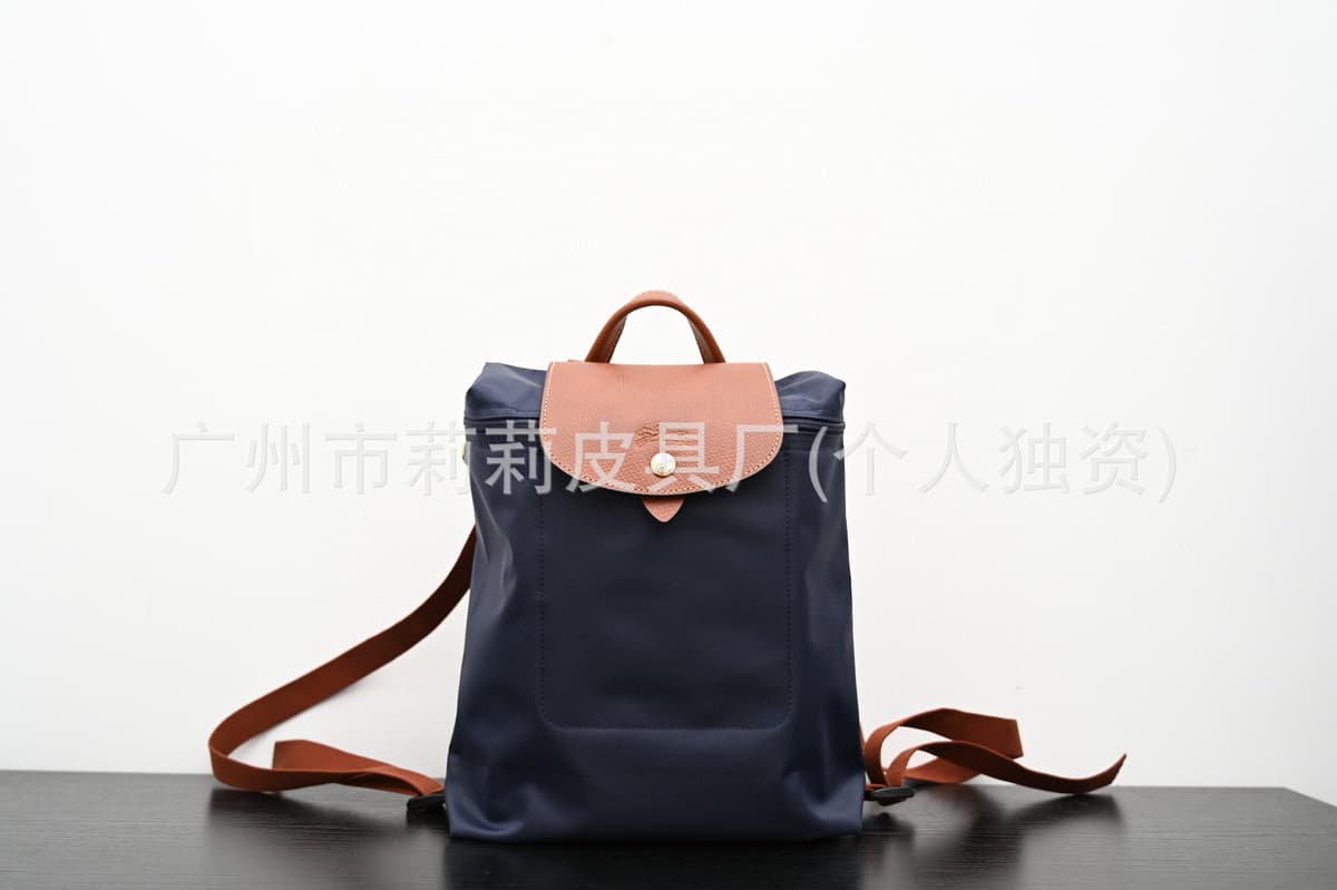 Original factory leather backpack - classic navy blue