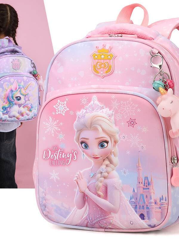 Qızlar üçün “Elsa Unicorn” dizaynlı yüngül, onurğanı qoruyan məktəb çantası 5