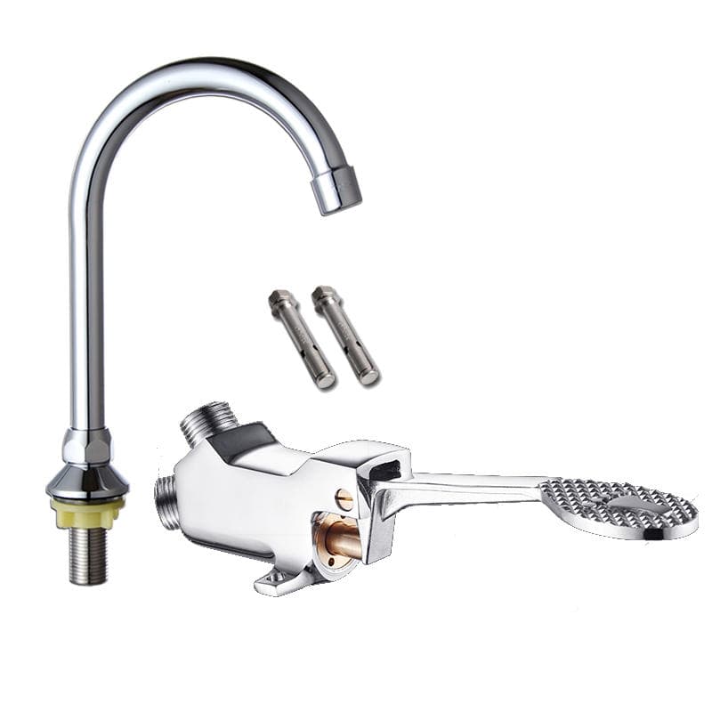 Thickened Foot Pedal Valve Faucet with Foot Switch for School Laboratories, Factories, and Engineering Applications, Single Cold Water Foot-Operated Sink Faucet 5