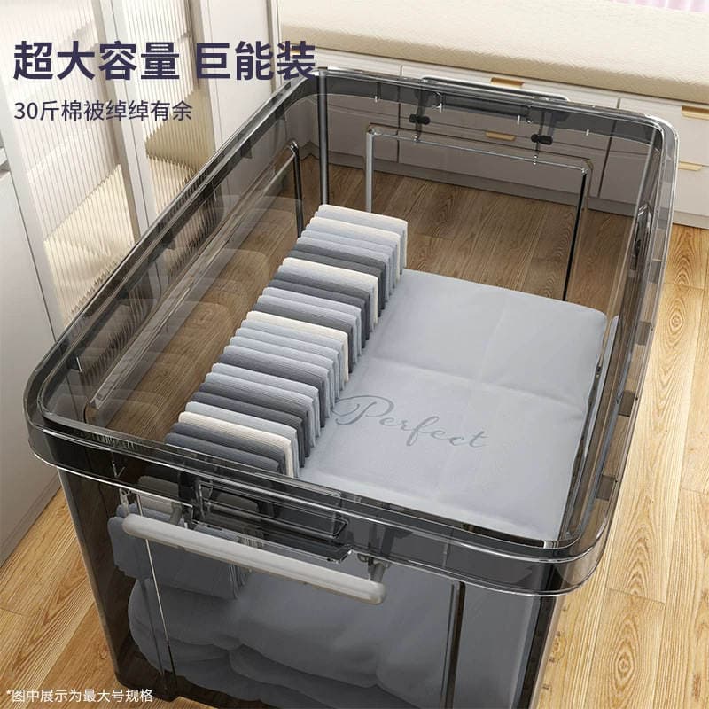 Transparent Plastic Storage Box with Lid for Household Toys, Clothes, and Clothing Storage, Large Capacity Storage and Organizing Box 2