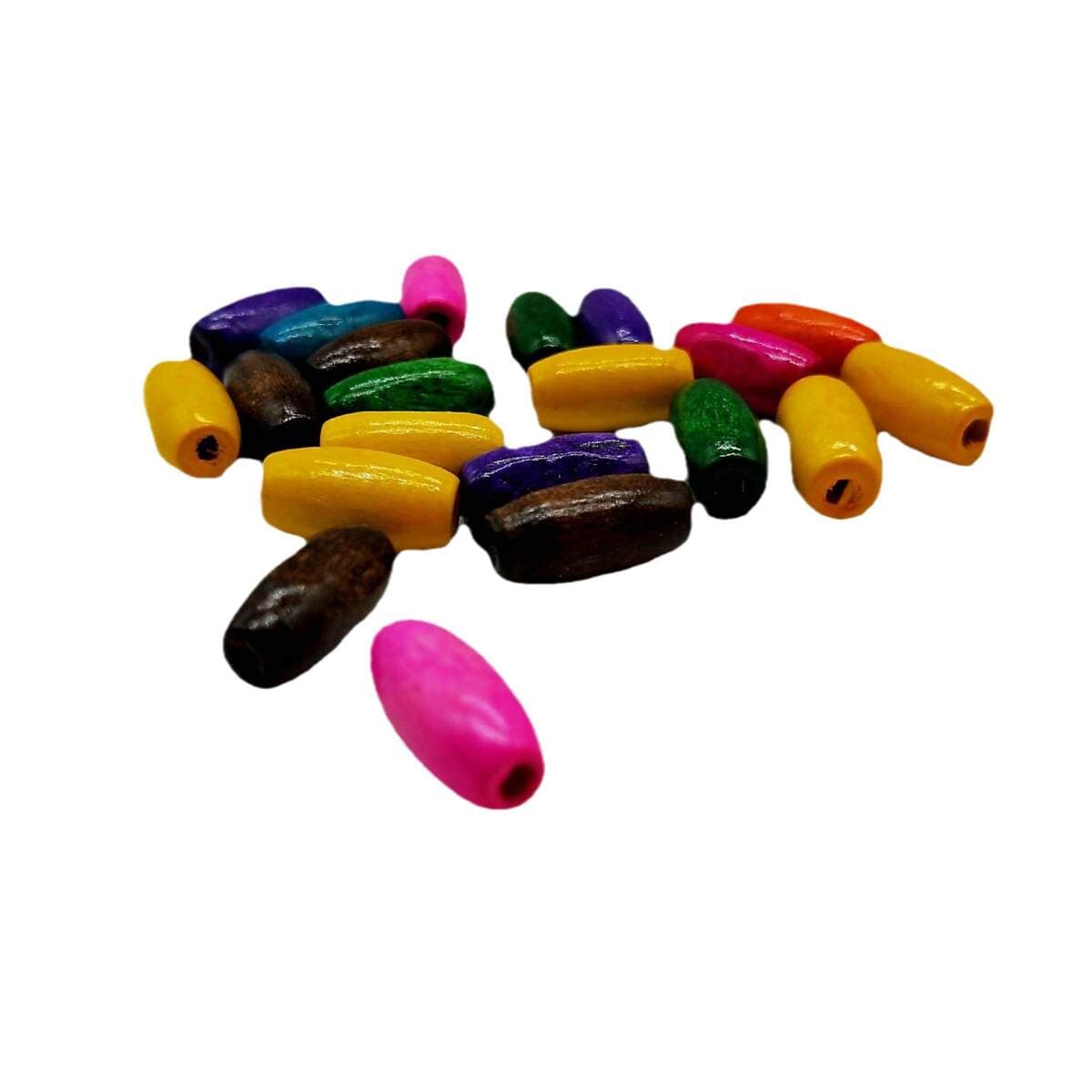 Cross-Border Children's Beading Materials, Colorful Oval Rice-Shaped Wooden Beads, Loose Beads for Door Curtains, Wholesale Mixed Colors 0.5kg /Pack 5