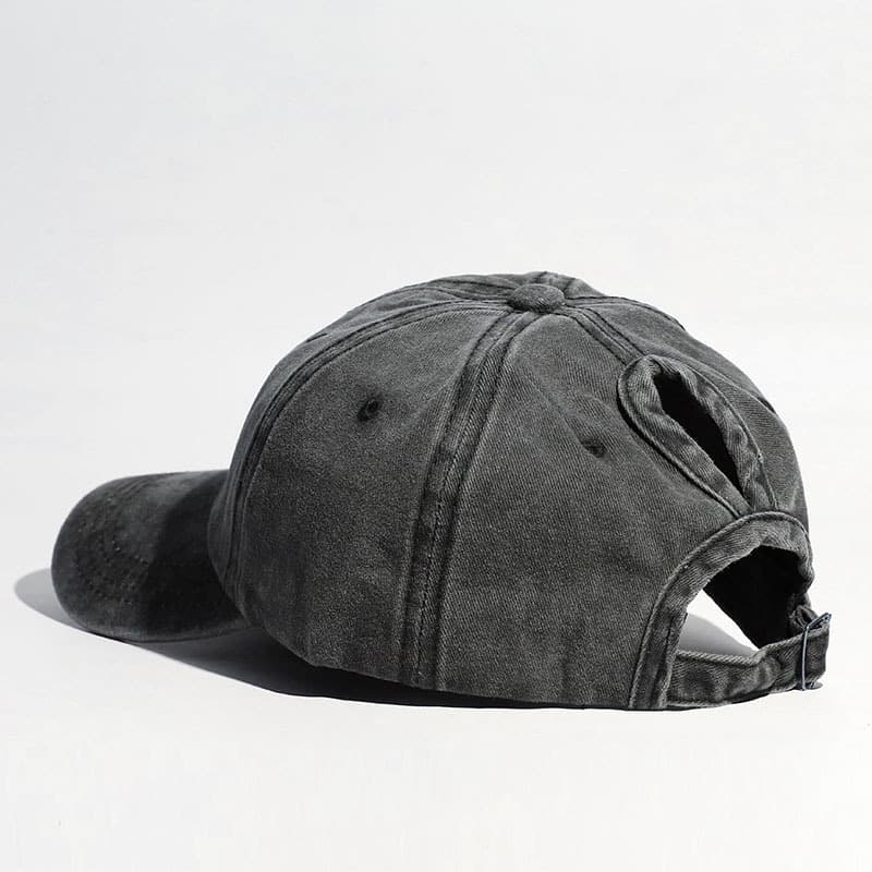 Washed ponytail cap/black