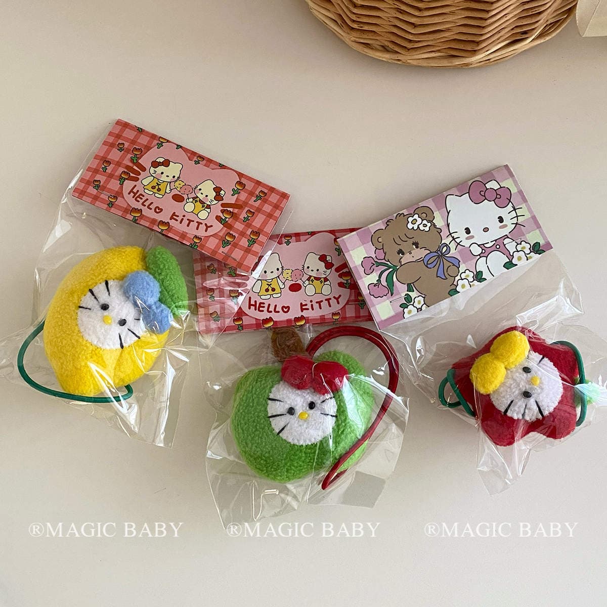 Plush Cute Cartoon Apple Kitty Cat Pendant for Little Girls' Backpacks, Keychain Decoration, Baby Accessories 2