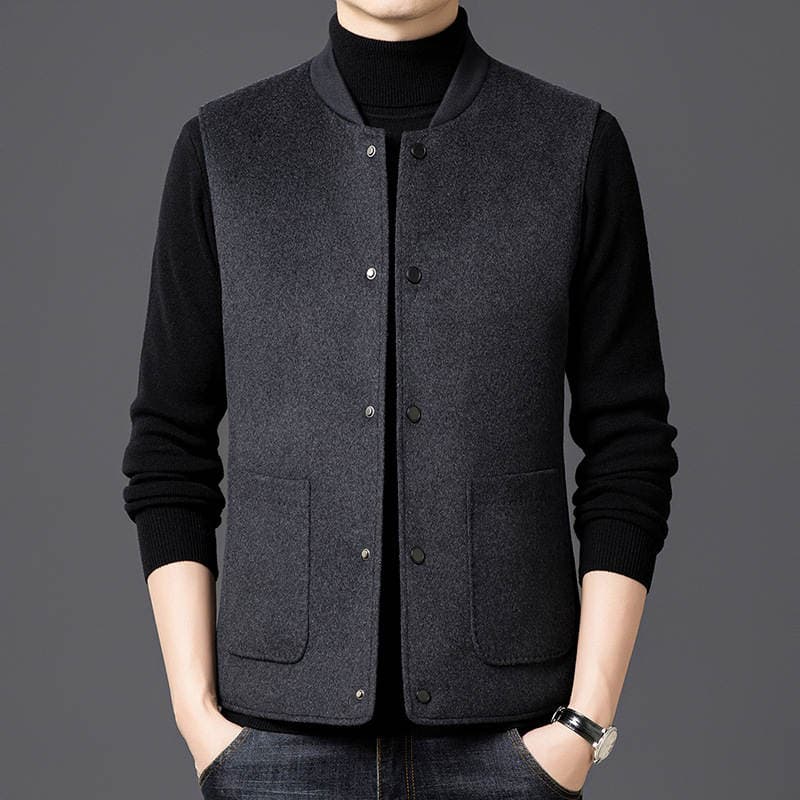 2025 Winter New Men's Casual Vest, Solid Color, Slim Fit, Thickened Sleeveless Vest for Inner Wear 1