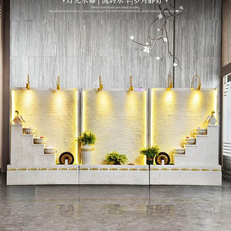 Cross-Border Minimalist Flowing Water Wall for Living Room, Circulating Water Curtain Wall, Office Floor-Standing Feng Shui Wheel Decorative Landscape Ornament 1