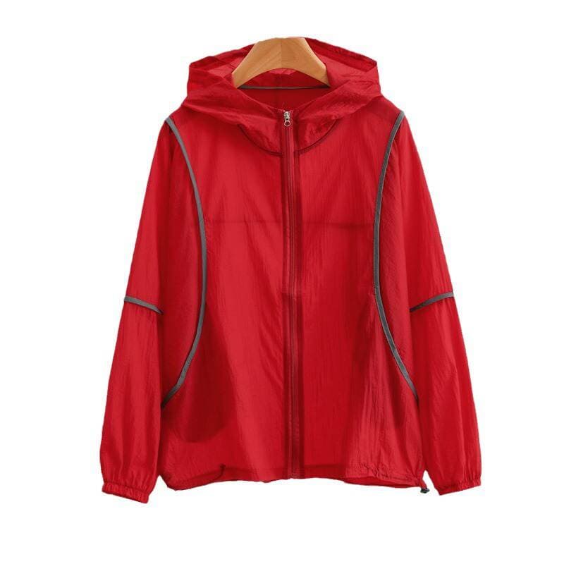 Fashionable Stitching Hooded Large Size Loose Sun Protection Suit Summer Casual Simple Pocket Thin Jacket Lightweight Breathable Outer Wear 5