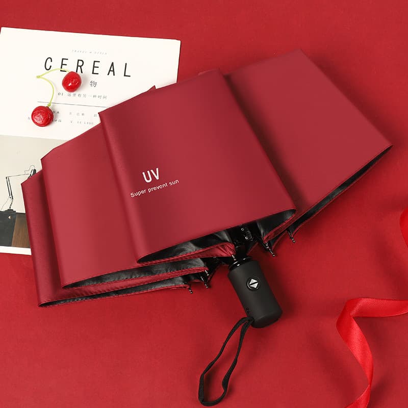 uv automatic umbrella wine red