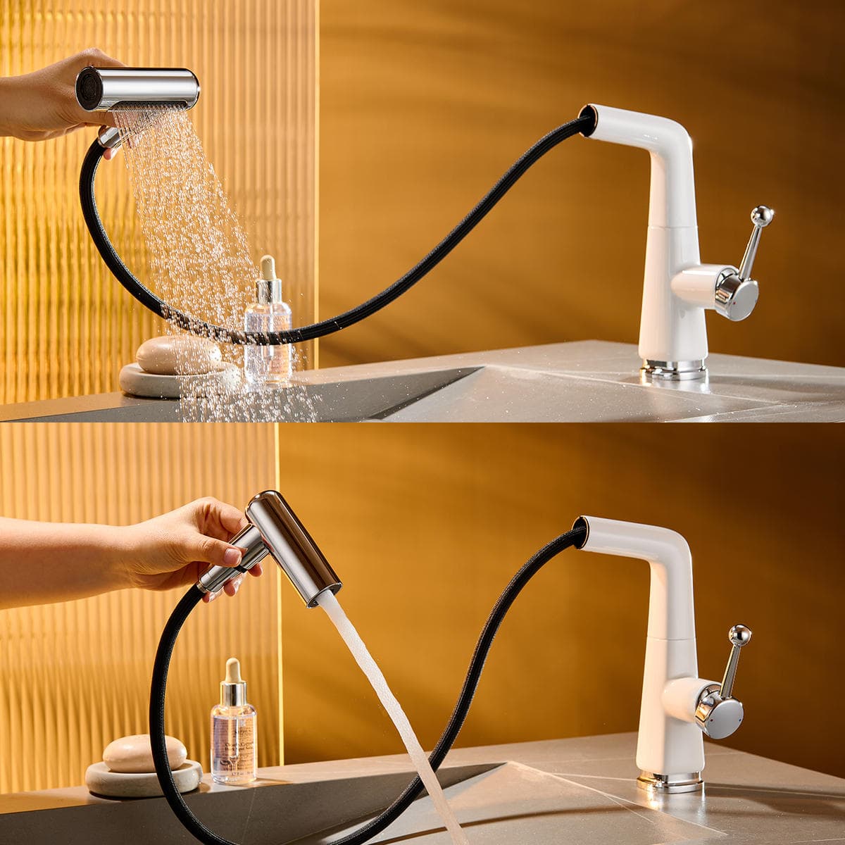 Carefully Selected All-Copper Pull-Out Basin Faucet, Hot and Cold, for Home Use, Adjustable and Rotatable, Bathroom Washbasin Faucet 3