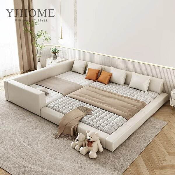 Müasir minimalist tatami ikinəfərlik yataq, ailələr üçün (valideyn-uşaq yatağı).