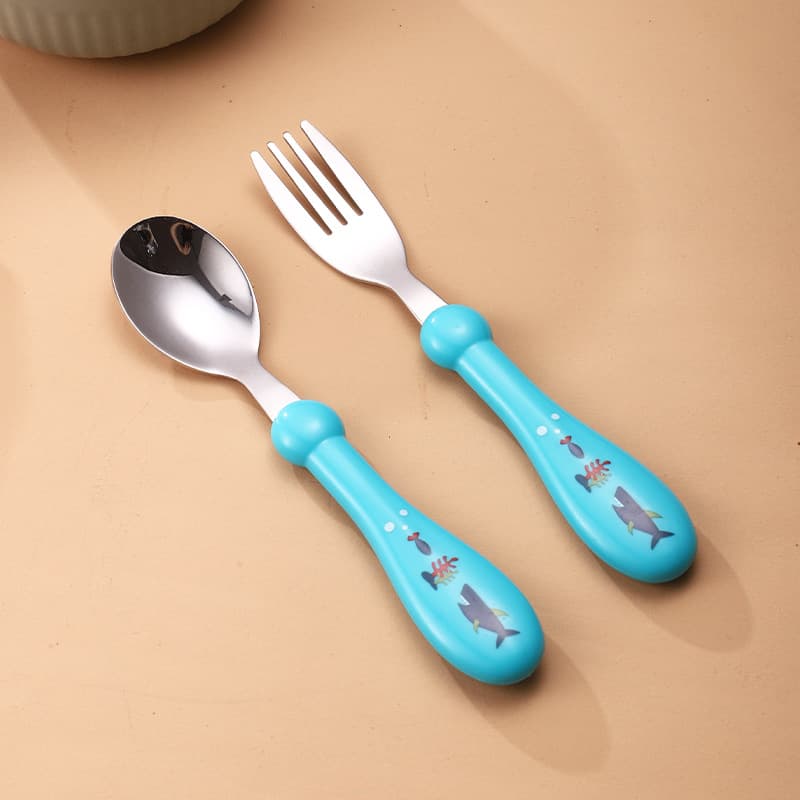 Light blue spoon and fork