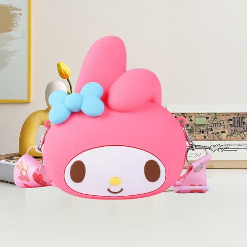 Melody head bow coin purse rose red