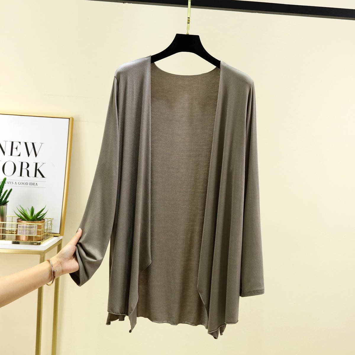 Summer New Modal Midi Cardigan Irregular Loose Large Size Sun Protection Clothing Thin Long Sleeve Air-conditioning Shirt 4