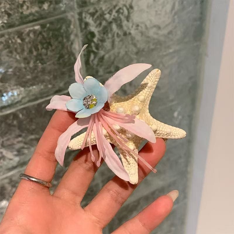 5693 starfish flower-hairpin pink