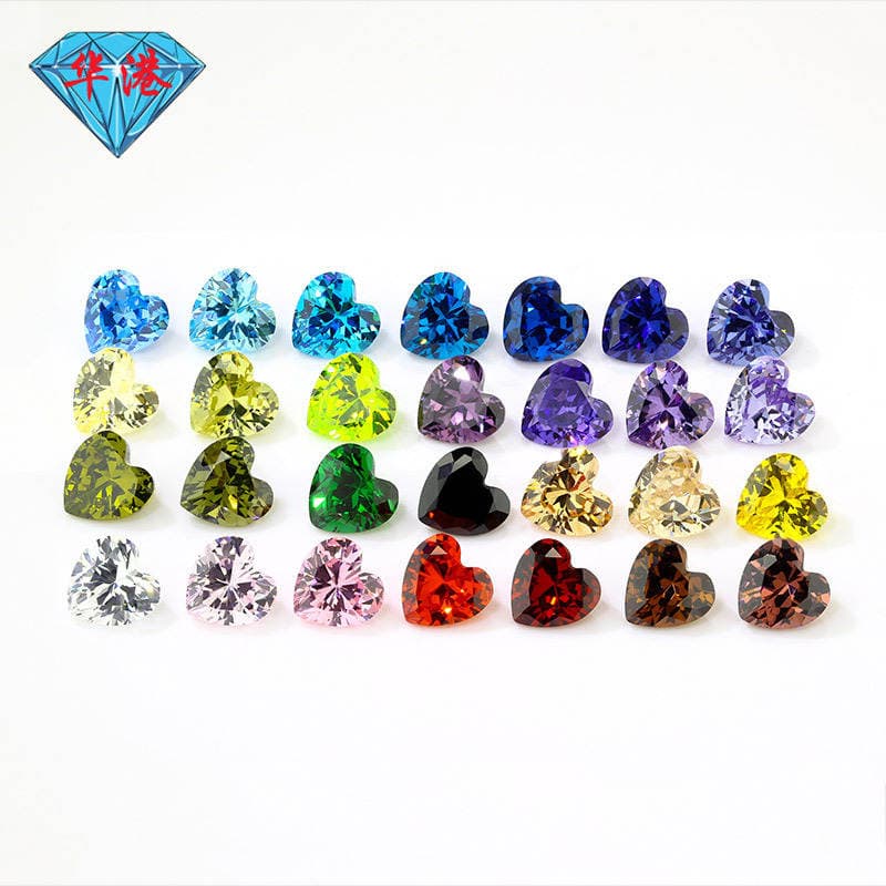 Huagang gem heart-shaped zircon bare stone ring wholesale white color pointed bottom AAA Hao stone main stone artificial drill 3