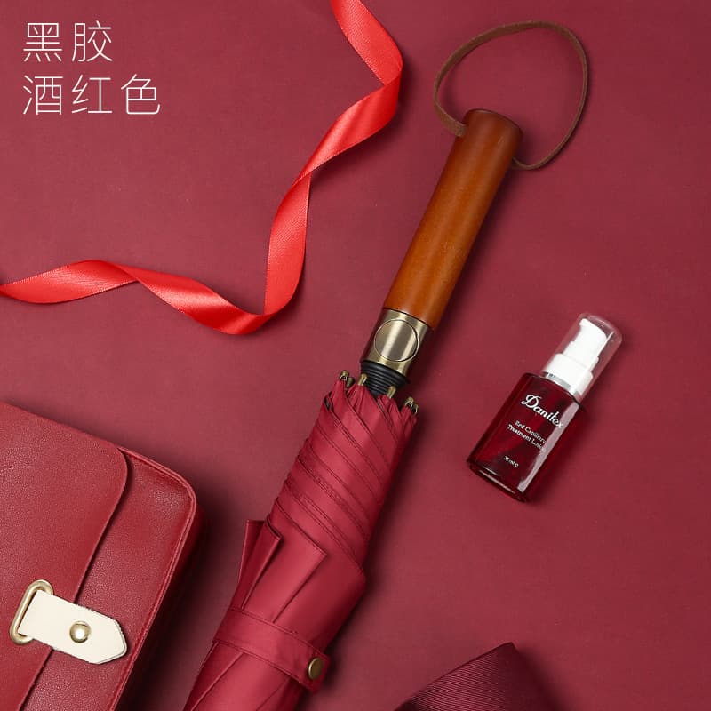 [premium model] burgundy vinyl 27inch - solid wood handle