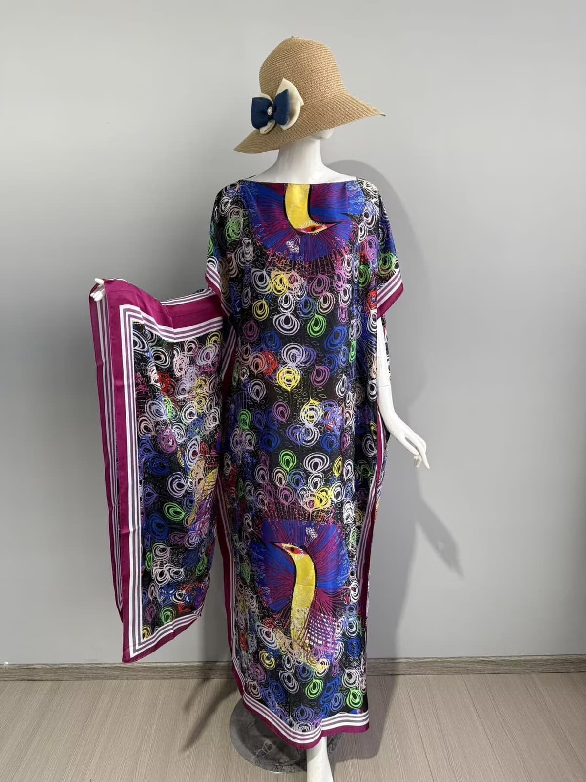 124-colorful peacock-purple and white