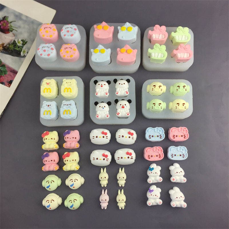DIY Small Nose Crocodile Bunny Cat Small Animal Potato Cake Silicone Mold Fondant Cake Chocolate Drip Mold 2